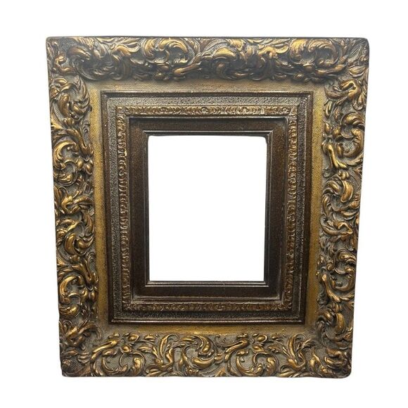 Vintage Extra Large Wood Gold Picture Frame Ornate Baroque Rectangular Wall Deco